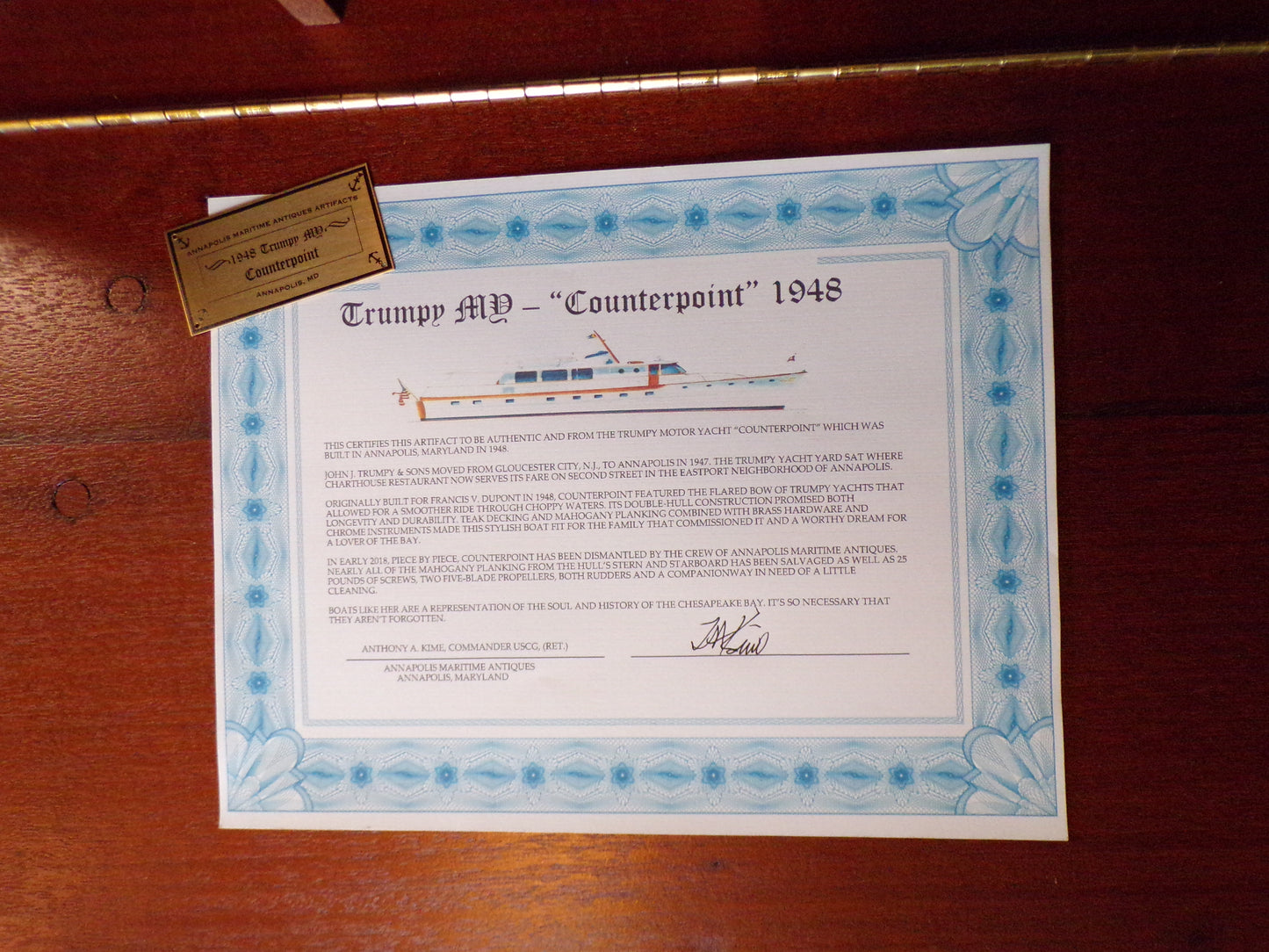 Yeoman's Desk made from Salvaged Trumpy M/Y Wood - Annapolis Maritime Antiques