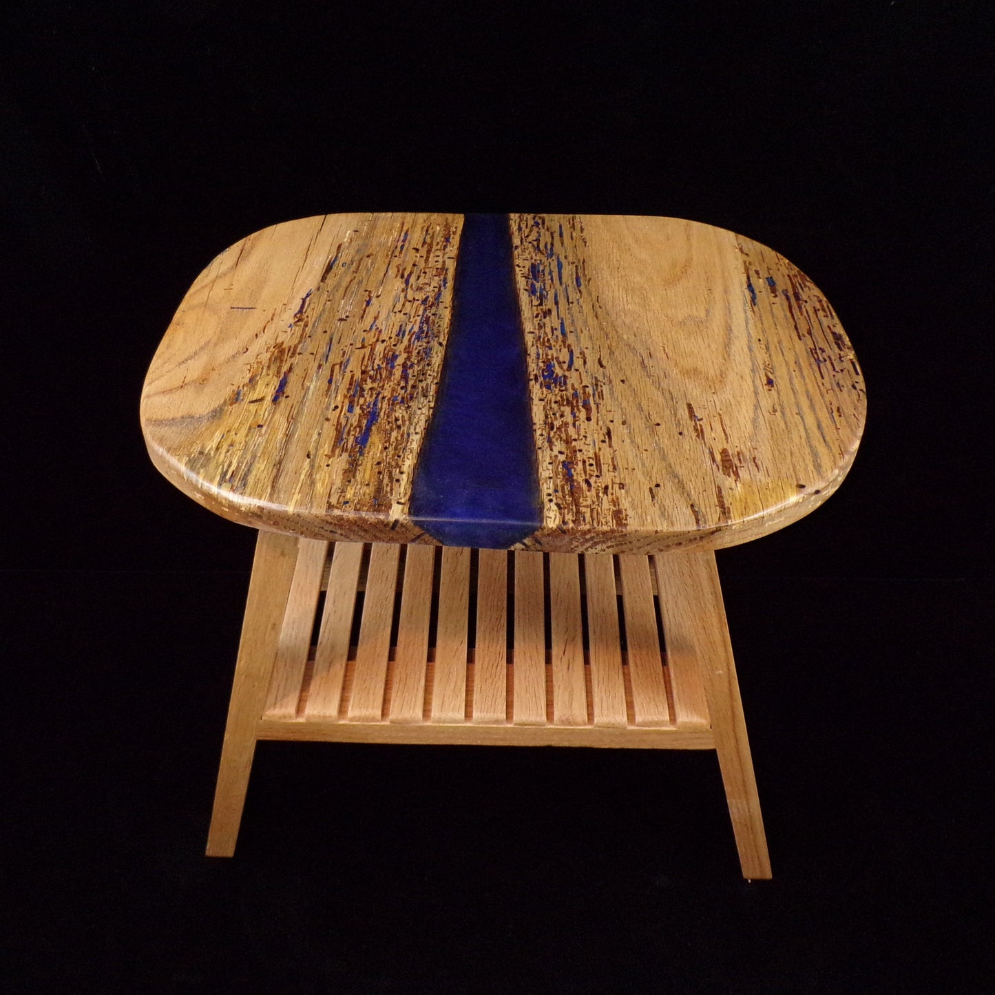 Blue River Wooden Stool with Shelf Under