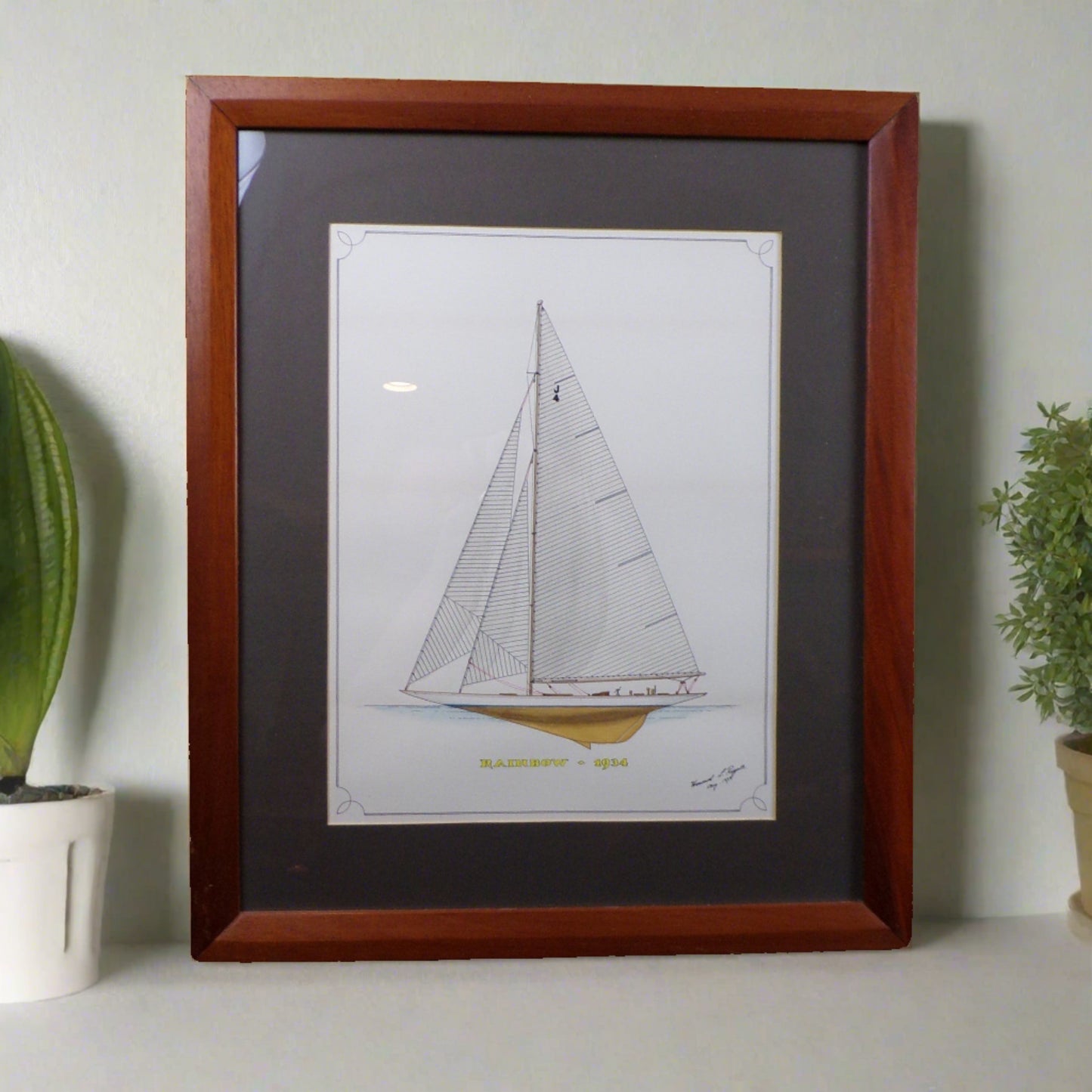 Howard Rogers Framed Ship Art - Rainbow 1934