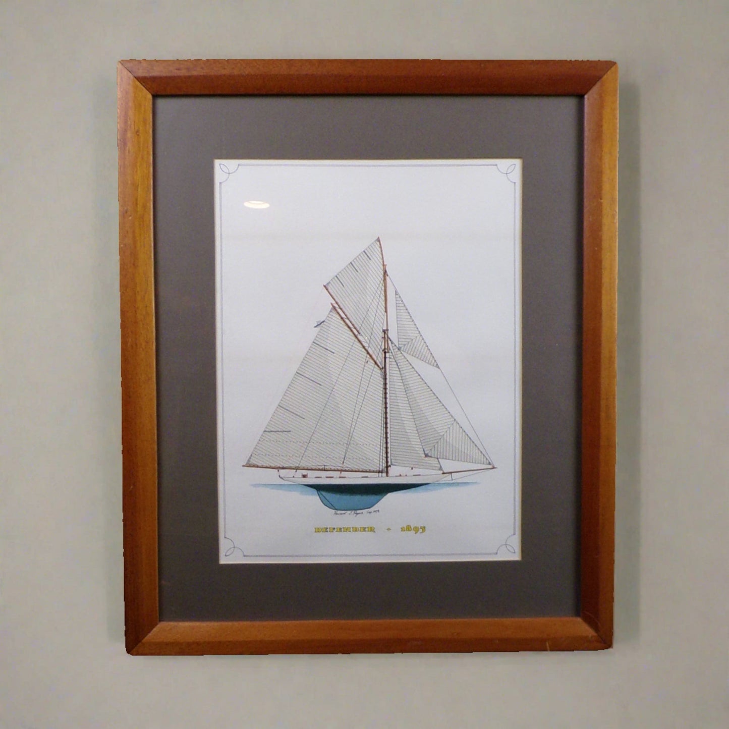 Howard Rogers Framed Ship Art - Defender 1895