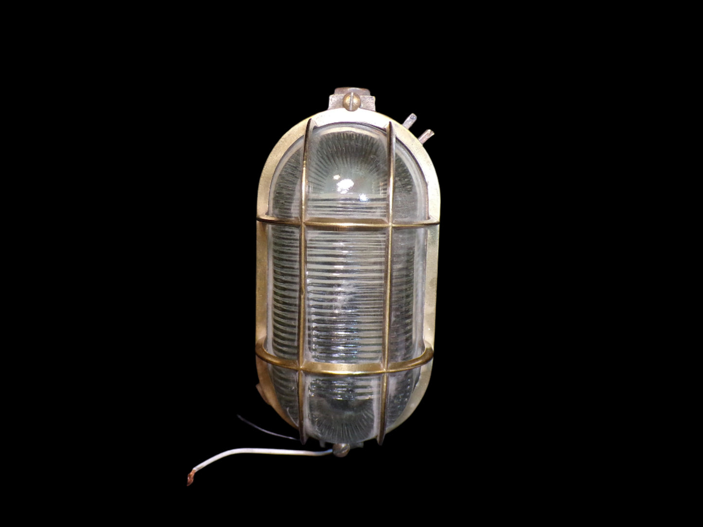 Antique Brass Bulkhead Light with Heavy Duty Glass