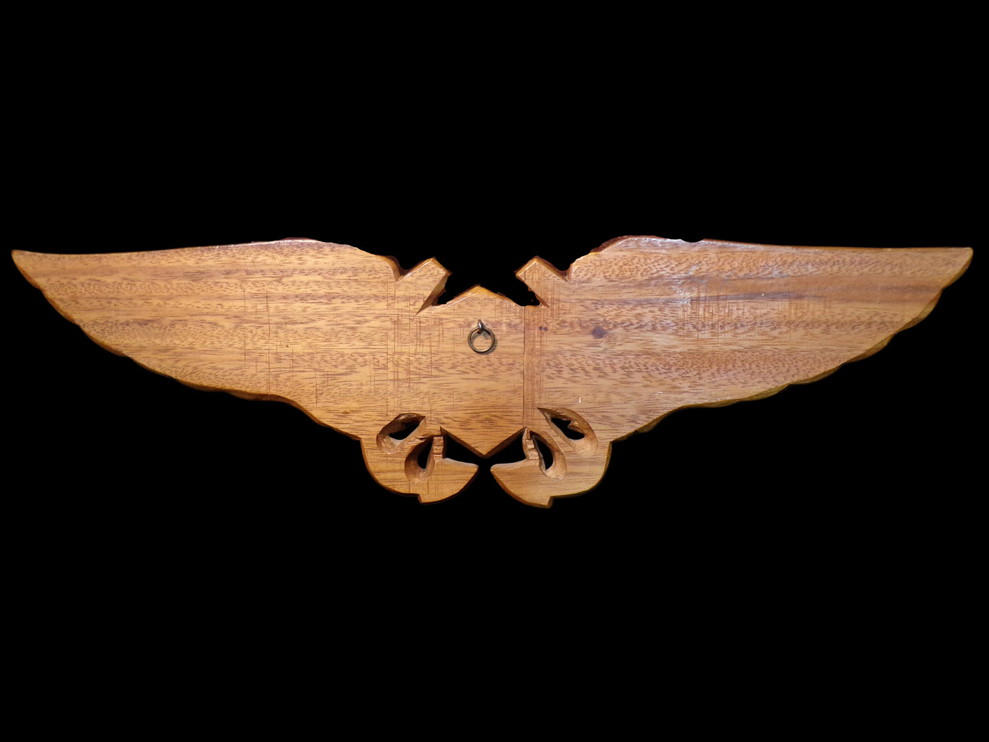 Hand-Carved Wooden U.S. Navy Aviator Wings Wall Plaque – Shield & Anchors Design