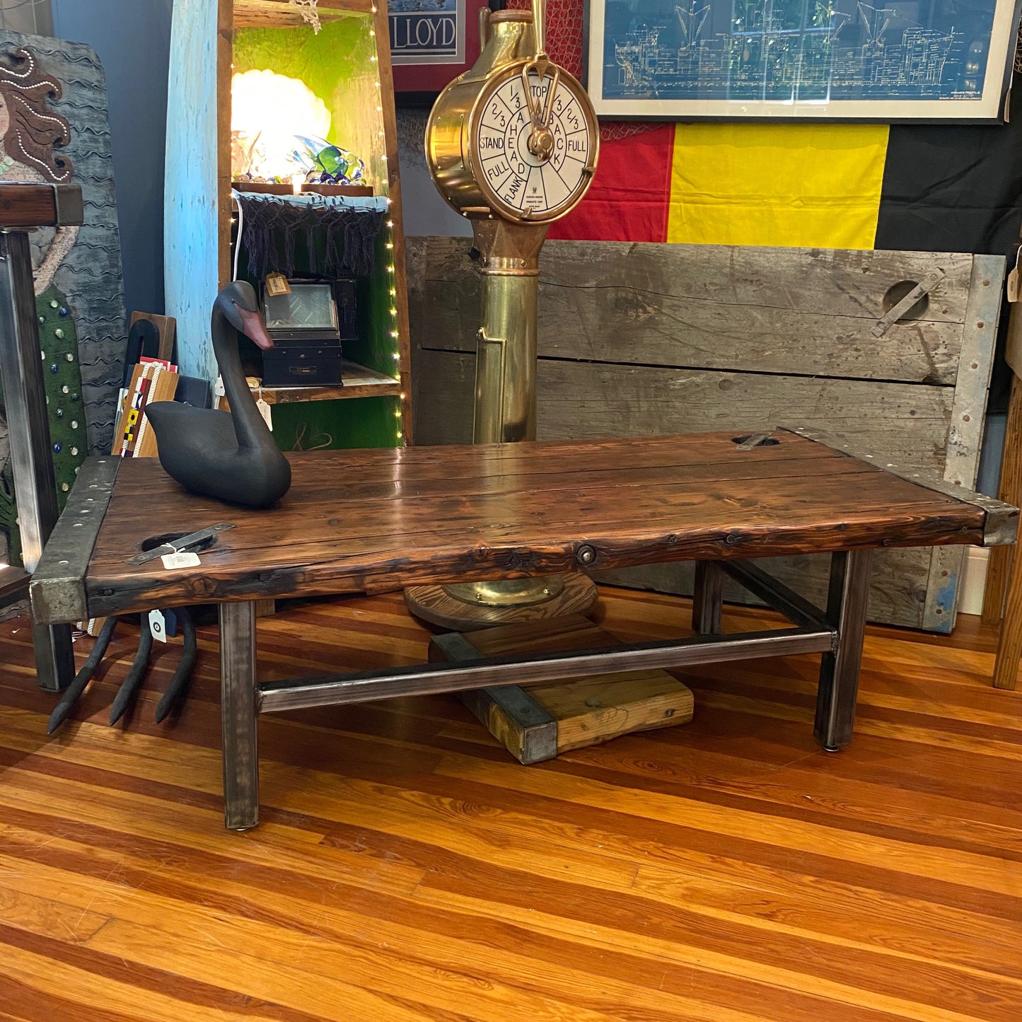 WWII Liberty Ship Hatch Cover Coffee Table with Custom Wood or Custom Welded Steel Bases