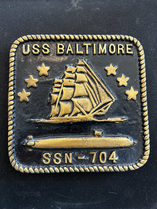 USS Baltimore SSN-704 Solid Brass Plaque