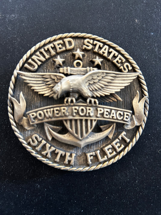 United States Sixth Fleet Solid Brass Plaque