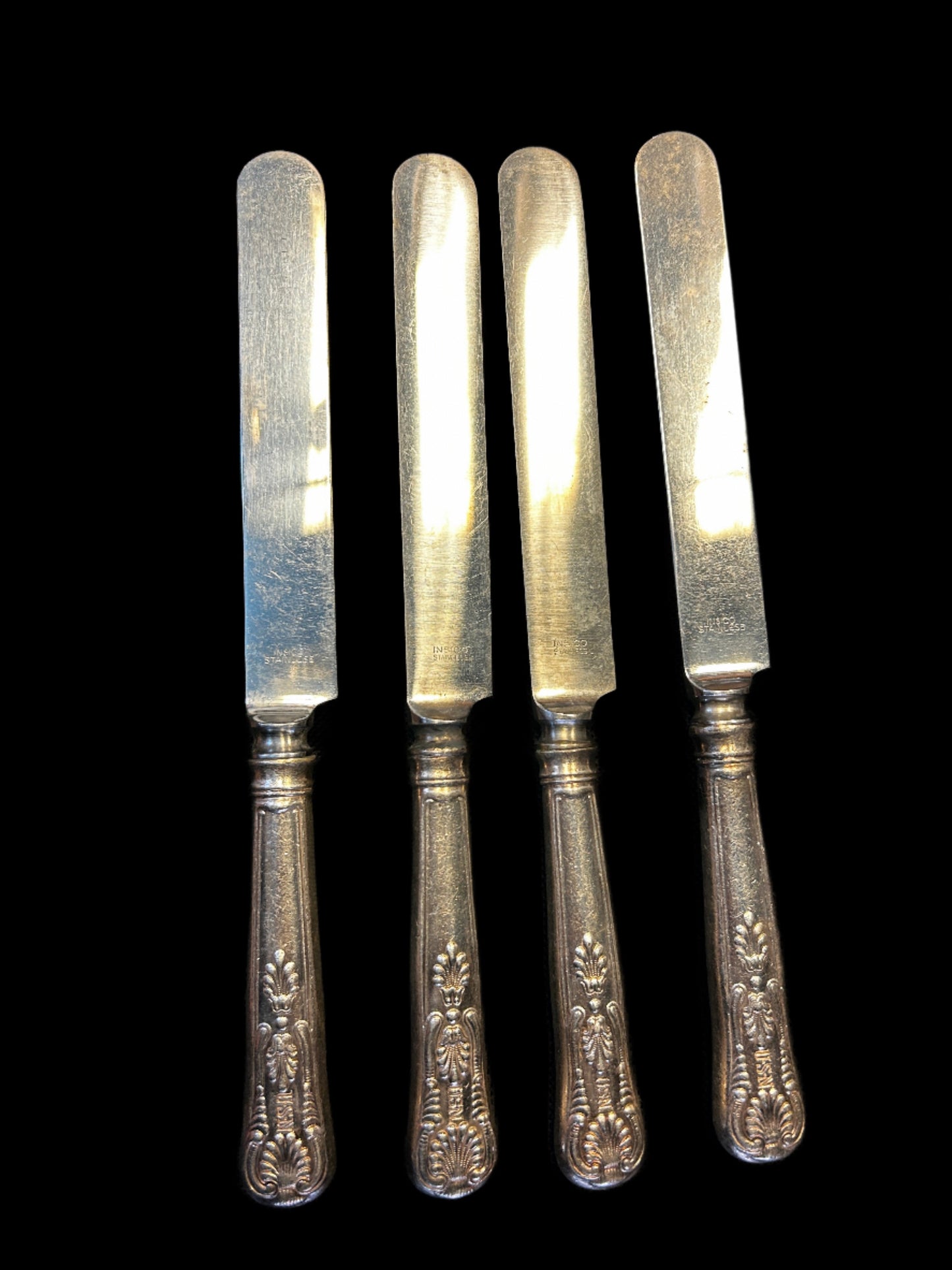 Set of (4) US Navy 9.75" Silver Solder Knives, INSICO - Annapolis Maritime Antiques