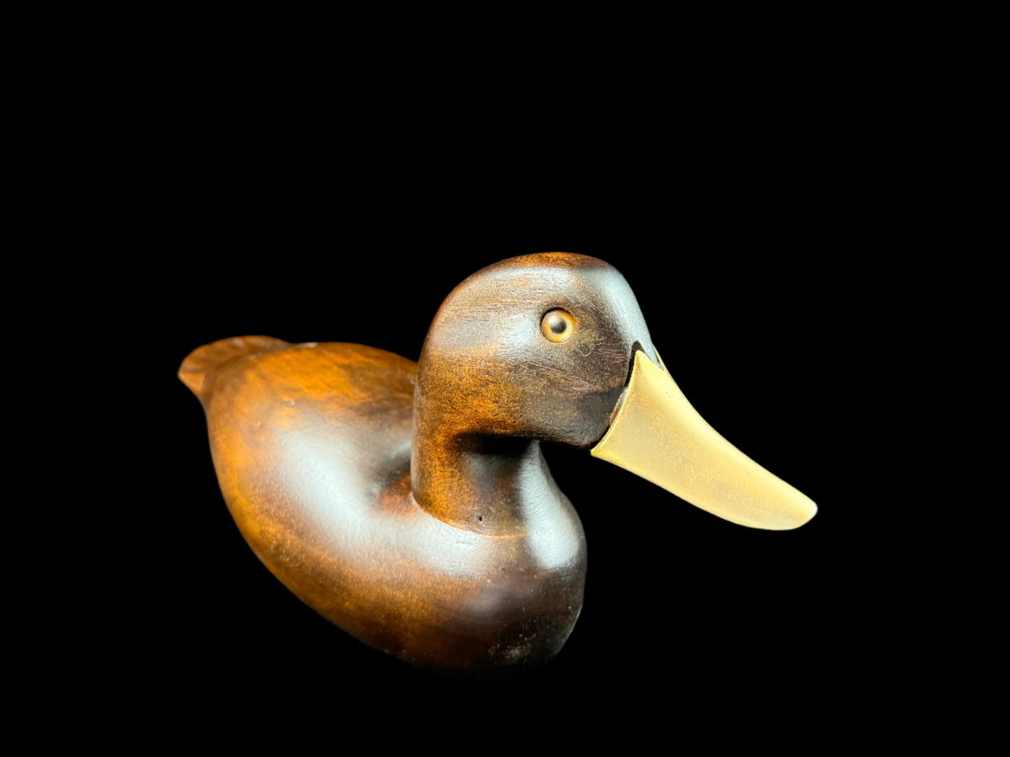 AMA Hand Carved Wooden Duck with Brass Beak