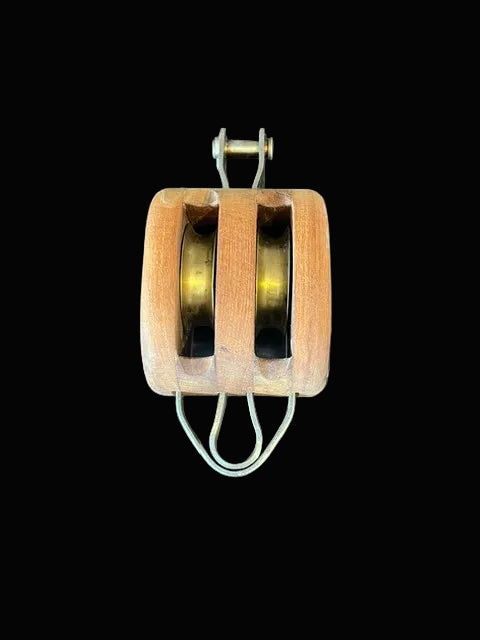 Antique Wooden Double Pulley Block