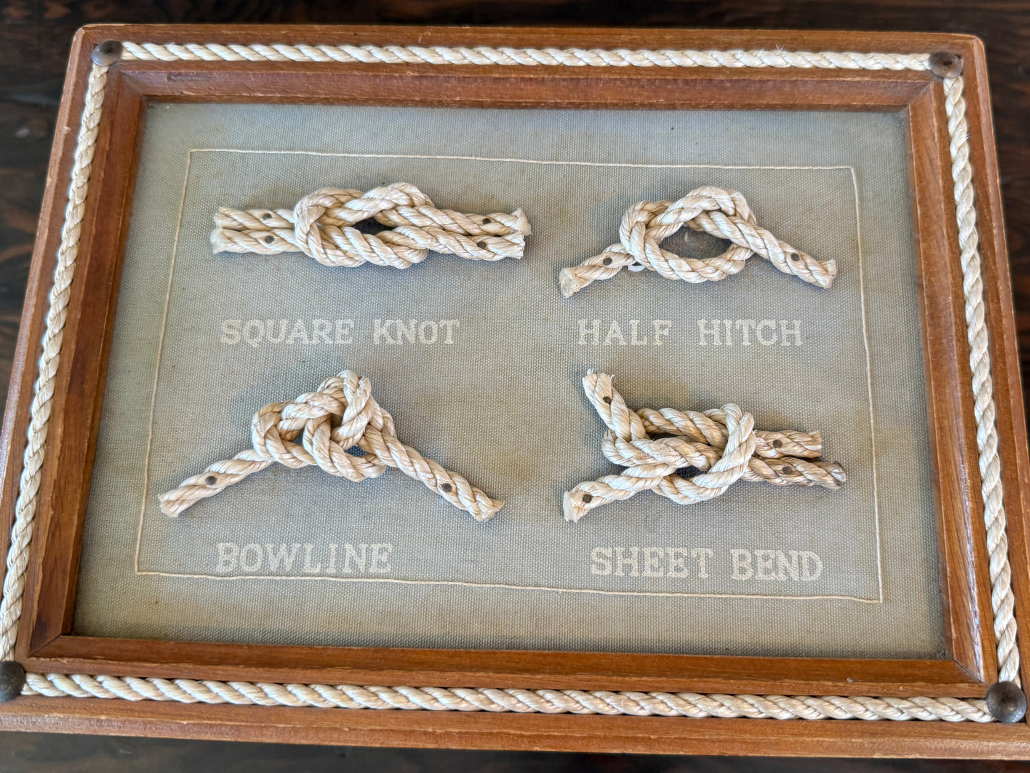 Vintage Nautical Knot Decanter Set in Wooden Box