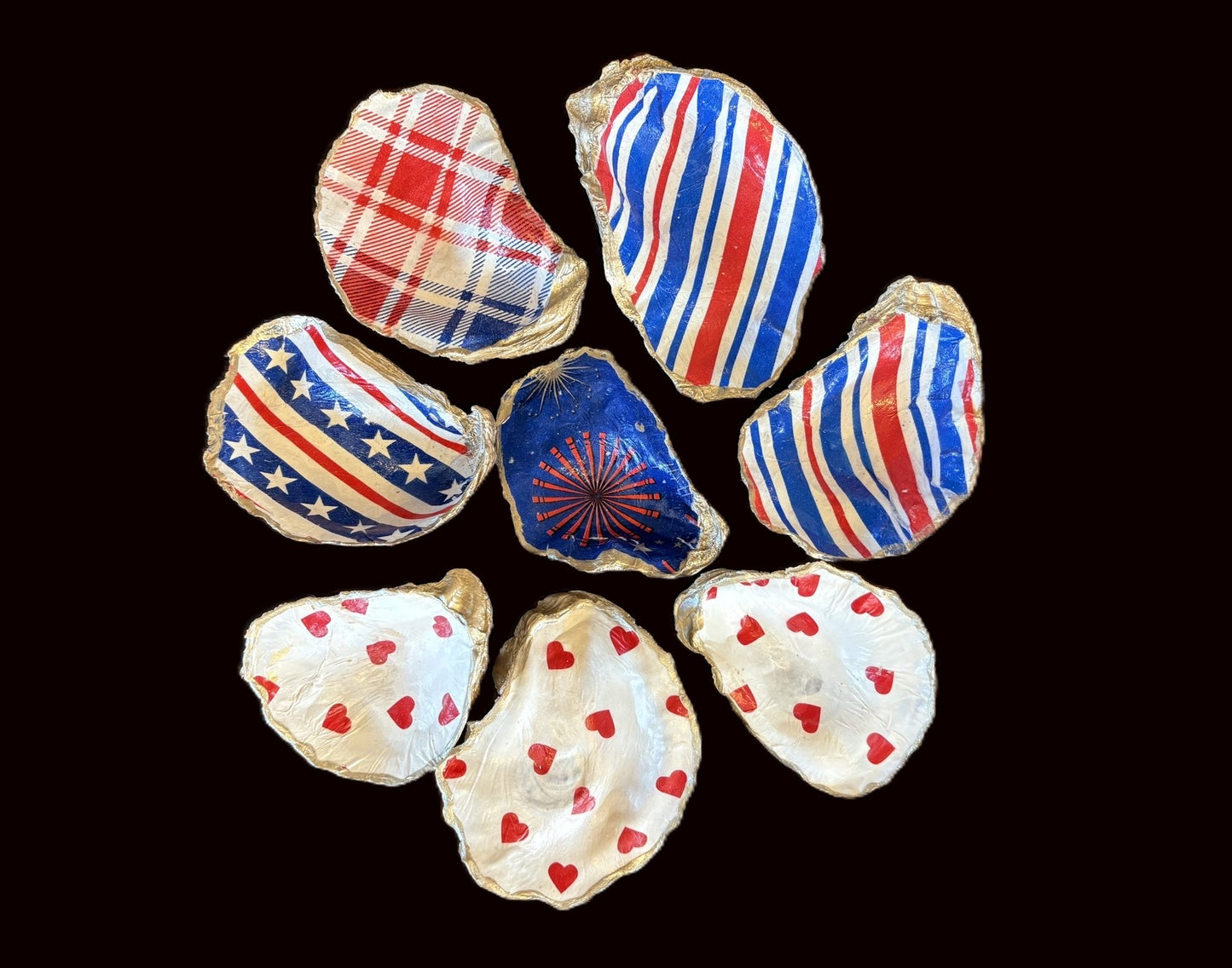 Valentines and Red-White-Blue Oyster Shells