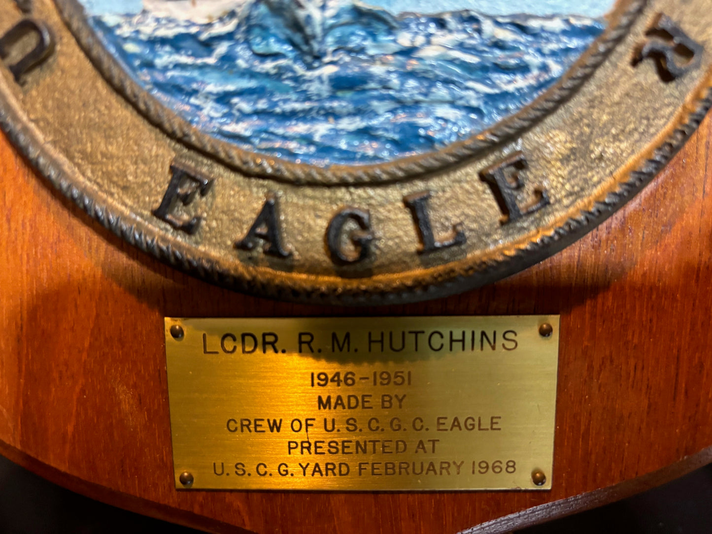 #U.S. Coast Guard Cutter Eagle Presentation Plaque – LCDR R.W. Hutchins (1946–1951) - Annapolis Maritime Antiques
