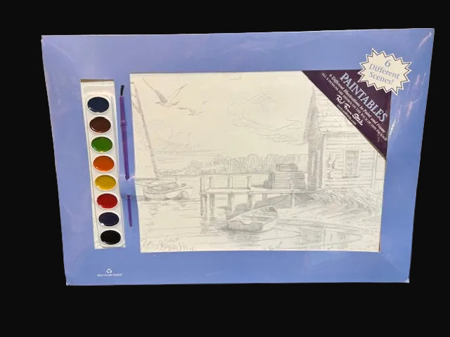 Paintables Watercolor Painting Set – Harbor Scene – Pre-Drawn Art Kit w/ Paints - Annapolis Maritime Antiques