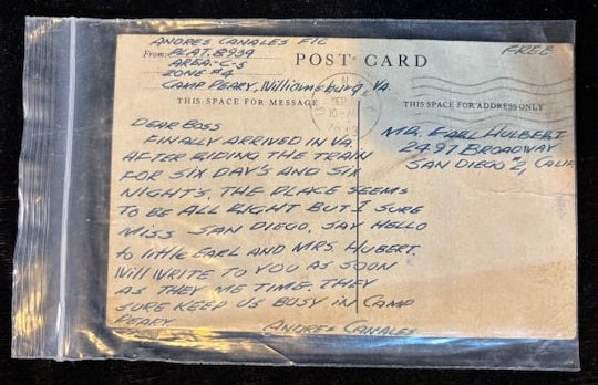 WWII U.S. Navy Seabees Postcard – Naval Construction Battalions – Handwritten Camp Peary VA