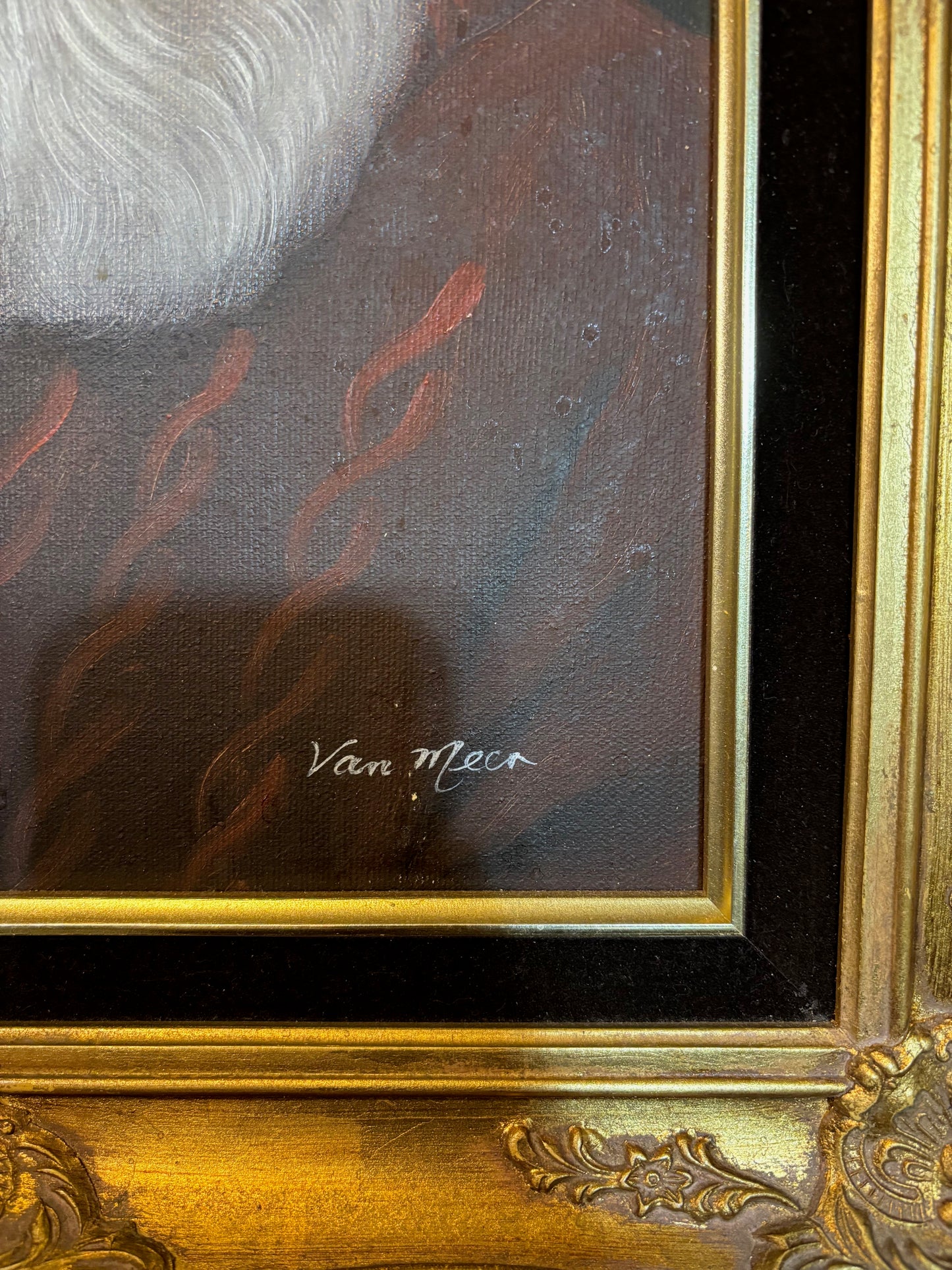 Oil Painting – Bearded Sea Captain by Van Meer – Framed Maritime Portrait