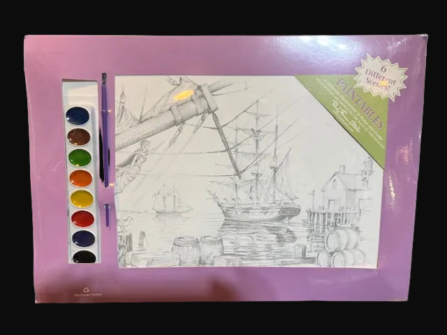 Paintables Watercolor Painting Kit – Tall Ship Harbor Scene – Nautical Art Set - Annapolis Maritime Antiques