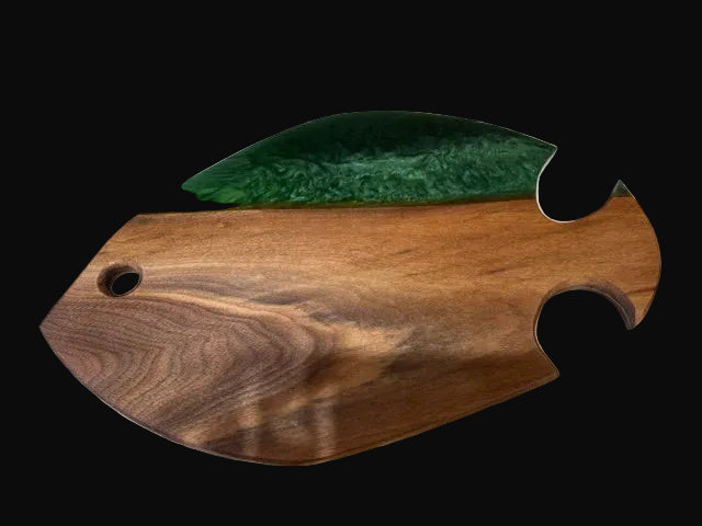 Serving Board Large Fish - Walnut and Resin - Annapolis Maritime Antiques