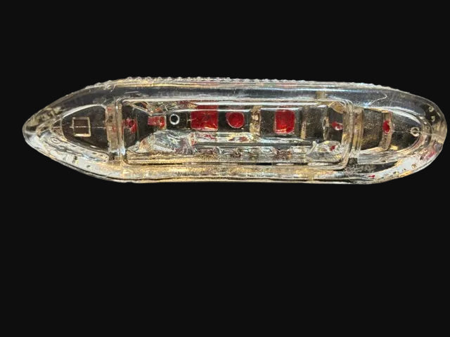 Glass Ocean Liner Ship Figurine Nautical Paperweight - Red