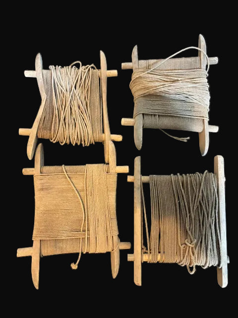 Wooden Netting Shuttles with Cord Set of 4 Fishing Net Maker Sailmaker Tools Price - Annapolis Maritime Antiques