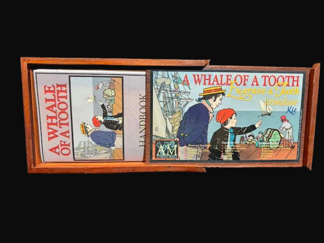 “A Whale of a Tooth” Scrimshaw Engraving Kit – Authentic Models (wooden box)