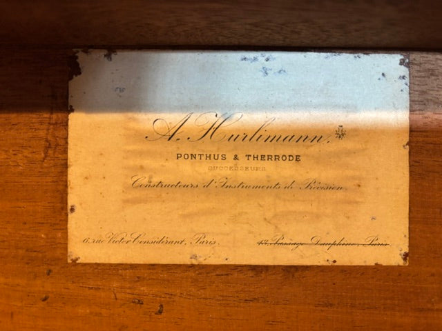 #ADD VENDOR French Marine Sextant A. Huillmann Ponthus Successeur Paris No. 3910 in Original Mahogany Case c.1880-1900 - Annapolis Maritime Antiques