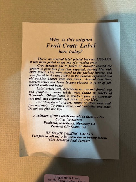 #Cruiser Brand Fruit Crate Label – Framed – Keen Fruit Corporation, Frostproof, FL (1920s–1950s)