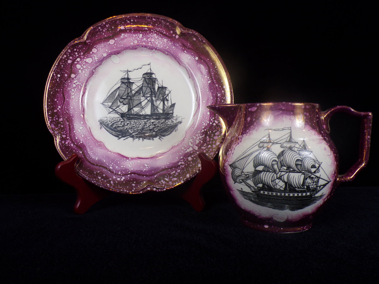 Platter - Glazed Stone English Pottery / Tall Ship Circa 1948