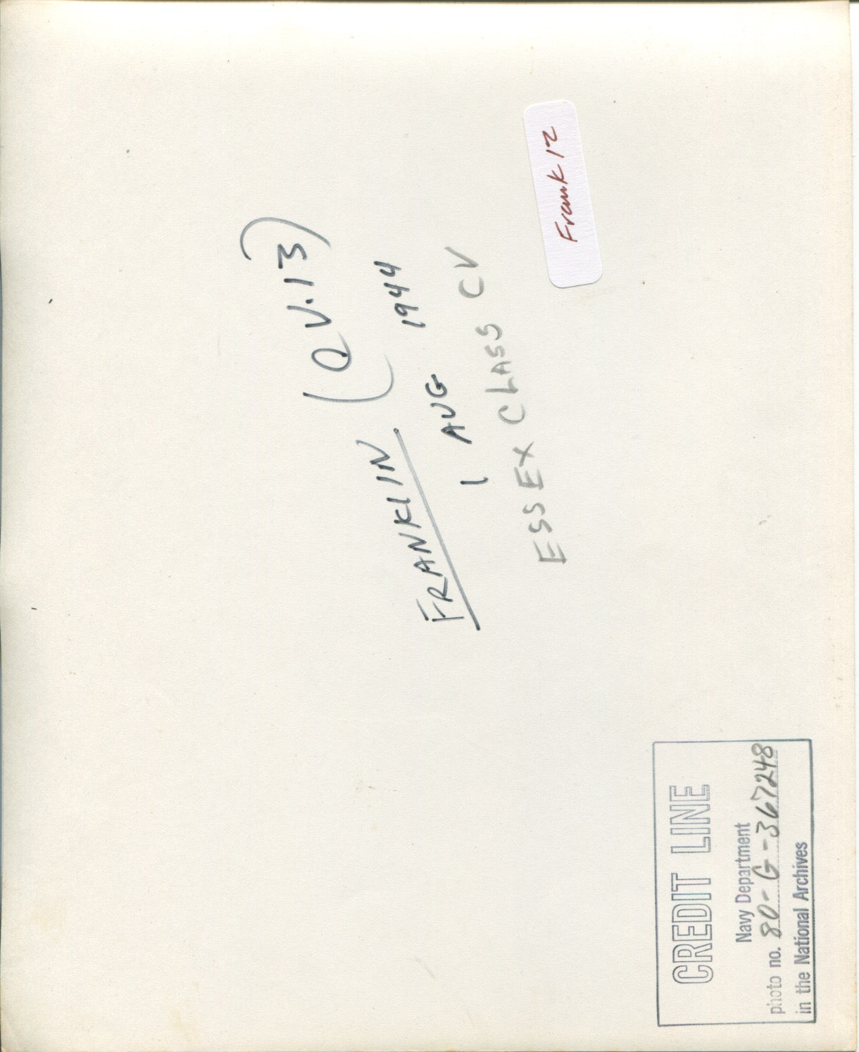 Official Navy Photo of WWII era USS Franklin (CV-13) Aircraft Carrier - Annapolis Maritime Antiques