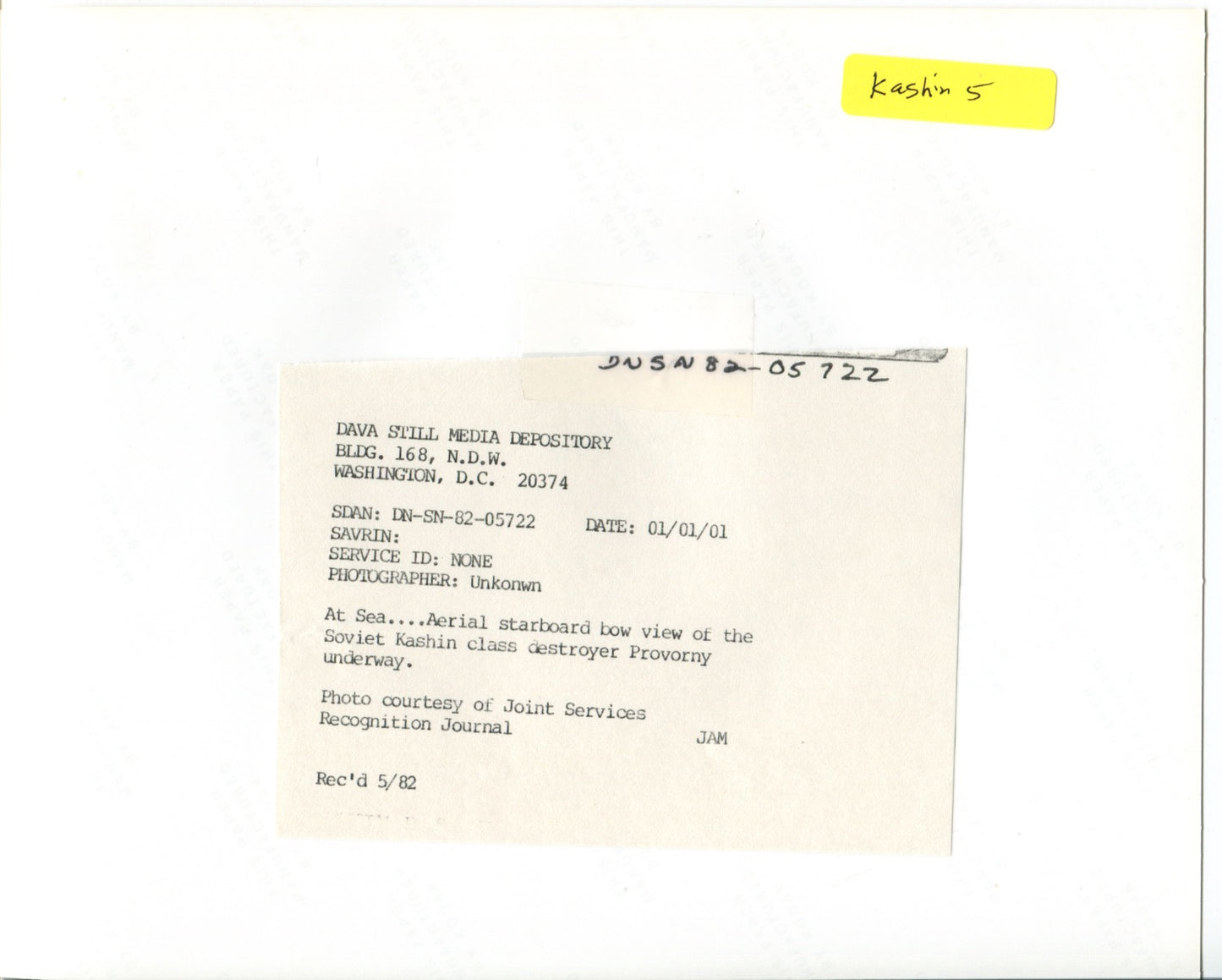 Official U.S. Navy photo of a Soviet Kashin class guided missile destroyer. - Annapolis Maritime Antiques