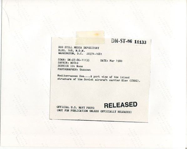 Official U.S. Navy photo of Soviet aircraft carrier Kiev underway. - Annapolis Maritime Antiques