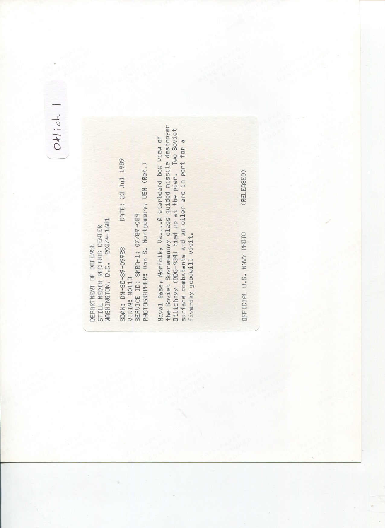 Official U.S. Navy photo of Soviet warship - Annapolis Maritime Antiques