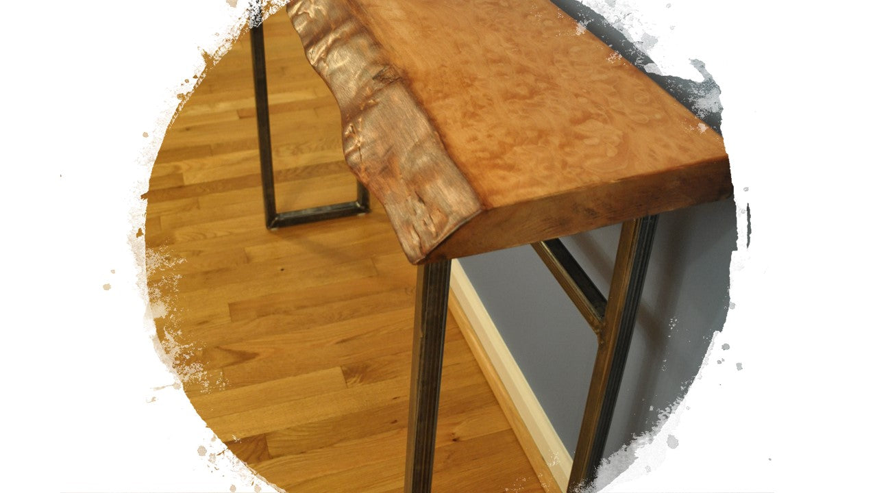 Live Edge Designer Table w/ Custom Recycled Steel Base