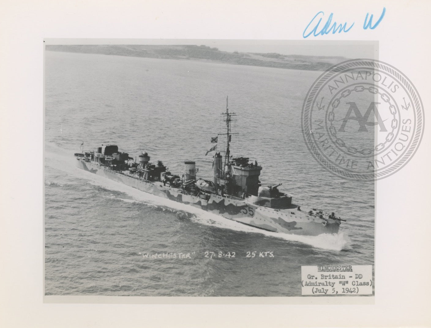 British and Canadian Admiralty "W" Class Destroyers (B)