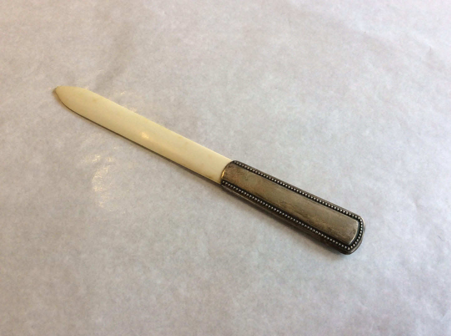Letter Opener, Bone, Alpaca, With Pewter Handle - Annapolis Maritime Antiques