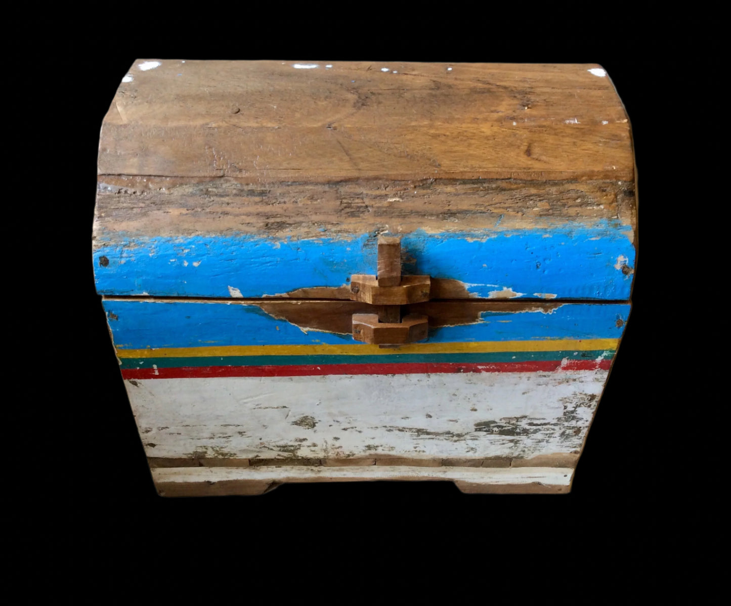 Trunk, Colorful Hand Made Iron Wood - Annapolis Maritime Antiques