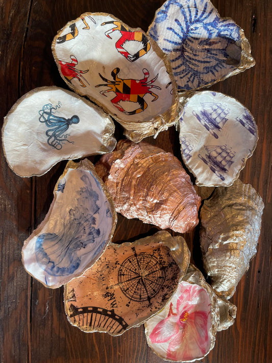 Hand painted Oyster Shells