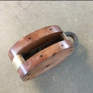 Block, 17 inch with Brass top and bottom, no Sheave - Annapolis Maritime Antiques