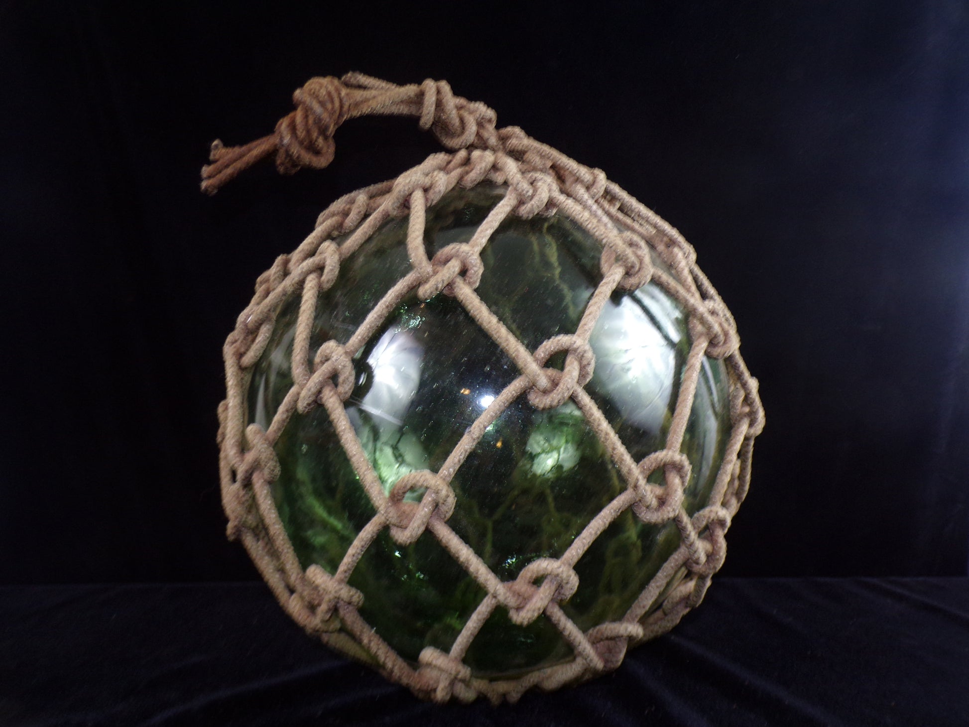 Radical (nautical) green Japanese glass fishing float! Can use a cleaning,  but the glass is in great shape. 12” tall. $40 #fatrabbitky