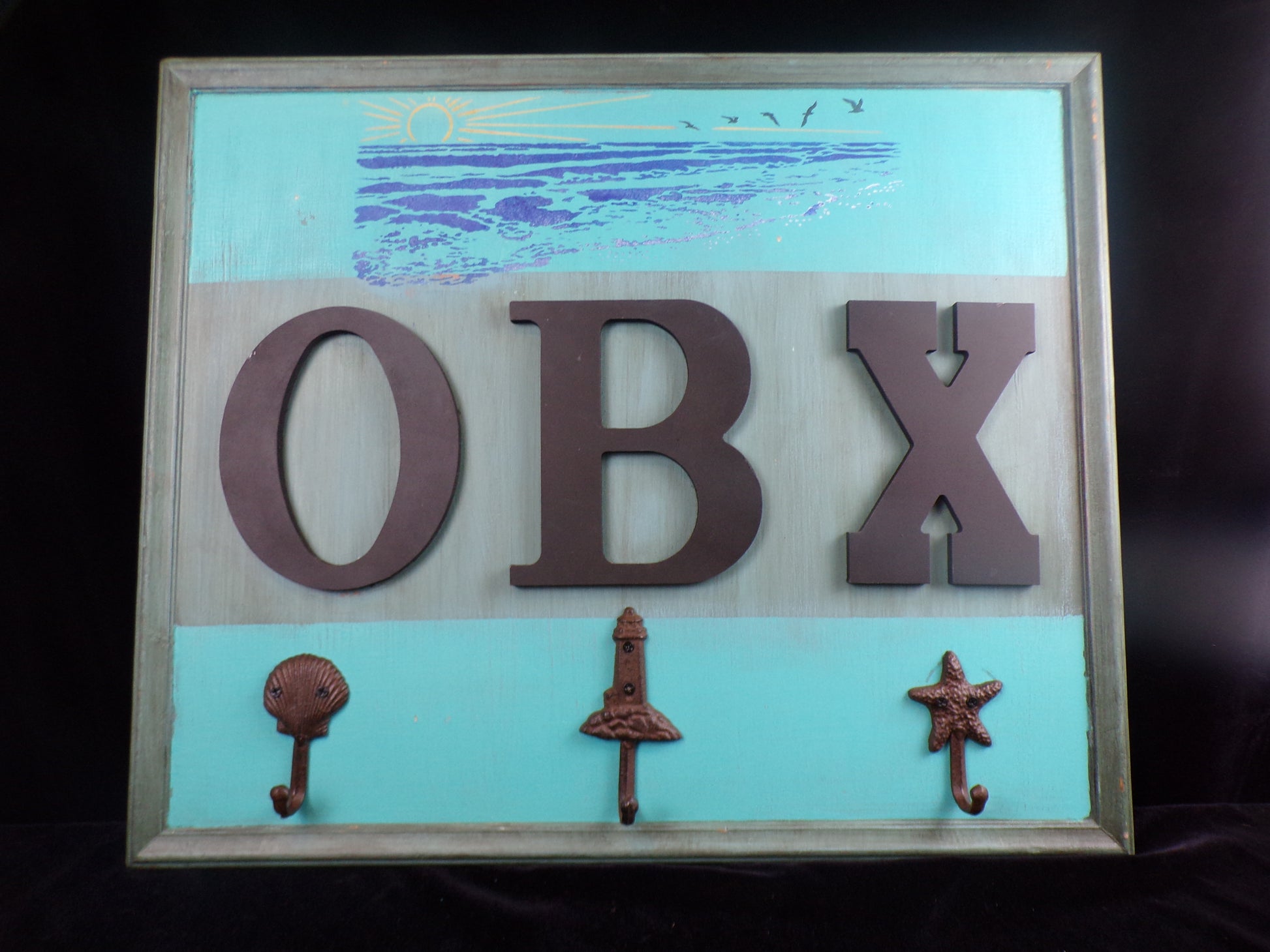 OBX Coat Hanger, Beach Scene, Wood - Annapolis Maritime Antiques
