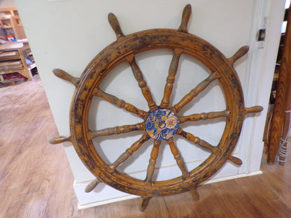 Authentic Ship's Wheel, Upcycled to Enhance Your Nautical Space