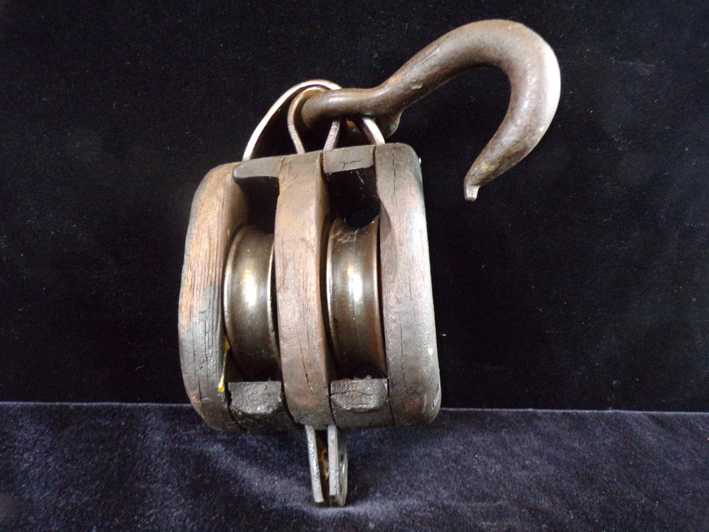 Double Sheave Block with Hook, Antique