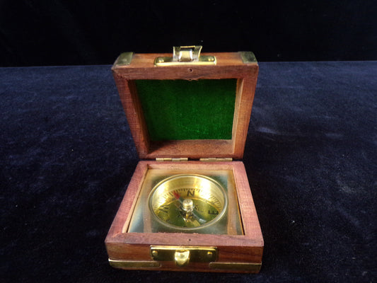 Compass in Domed Box, Brass Accents