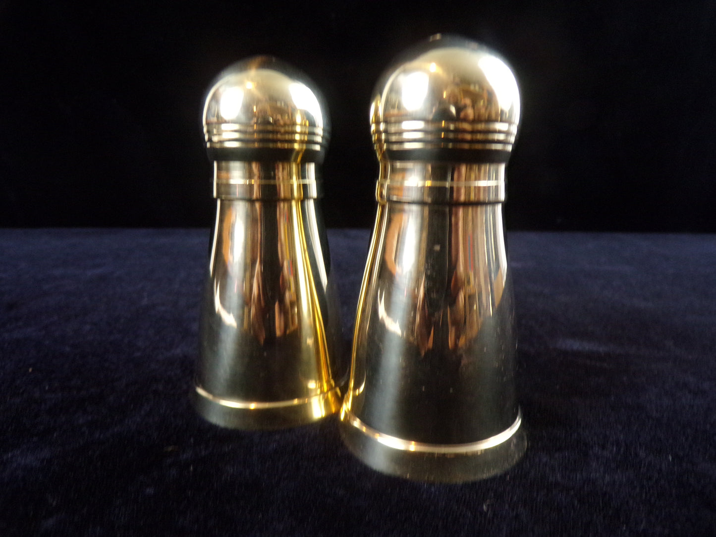 Salt and Pepper Shaker Set, Brass with Anchor Motif