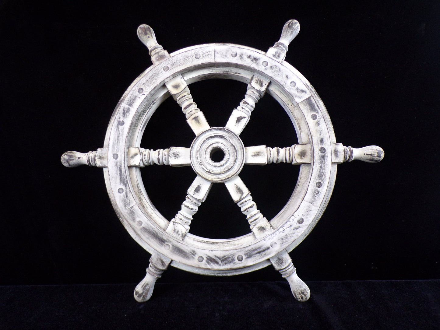 Ship's Wheel, 18" Diameter, Distressed White