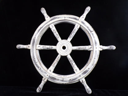 Ship's Wheel, 24" Diameter, Distressed White