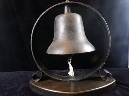 US Navy Cast Iron Bell, Mounted on Hardwood