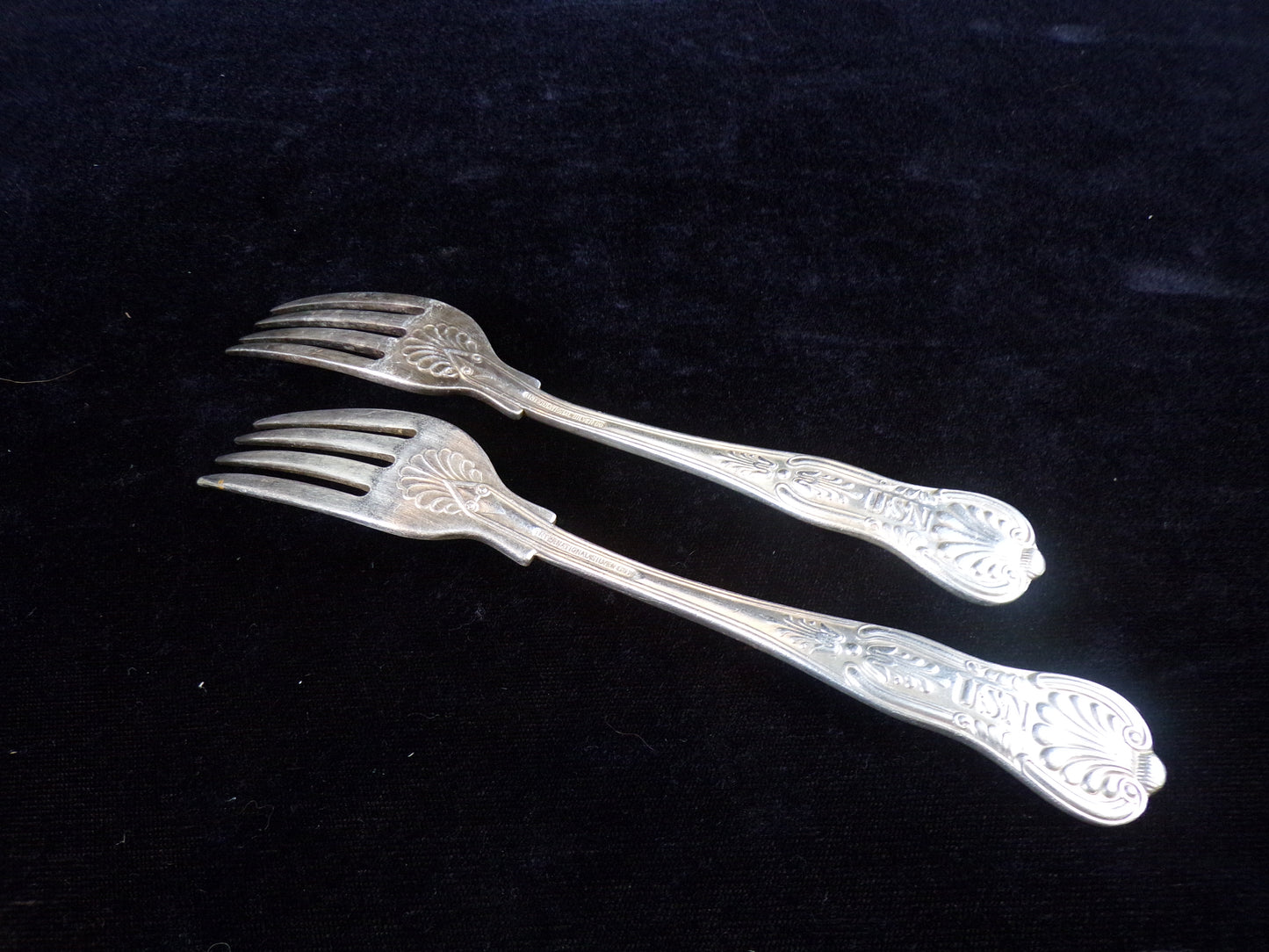 (2) US Navy 7 1/4" Silver Solder Dinner Forks, International Silver