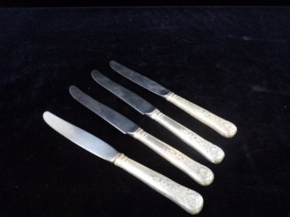 (4) US Navy 9.5" Silver Solder Butter Knives, INSICO