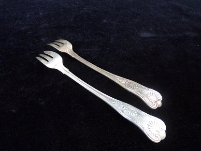 (2) US Navy 6" Silver Solder Seafood Cocktail Forks, R Wallace