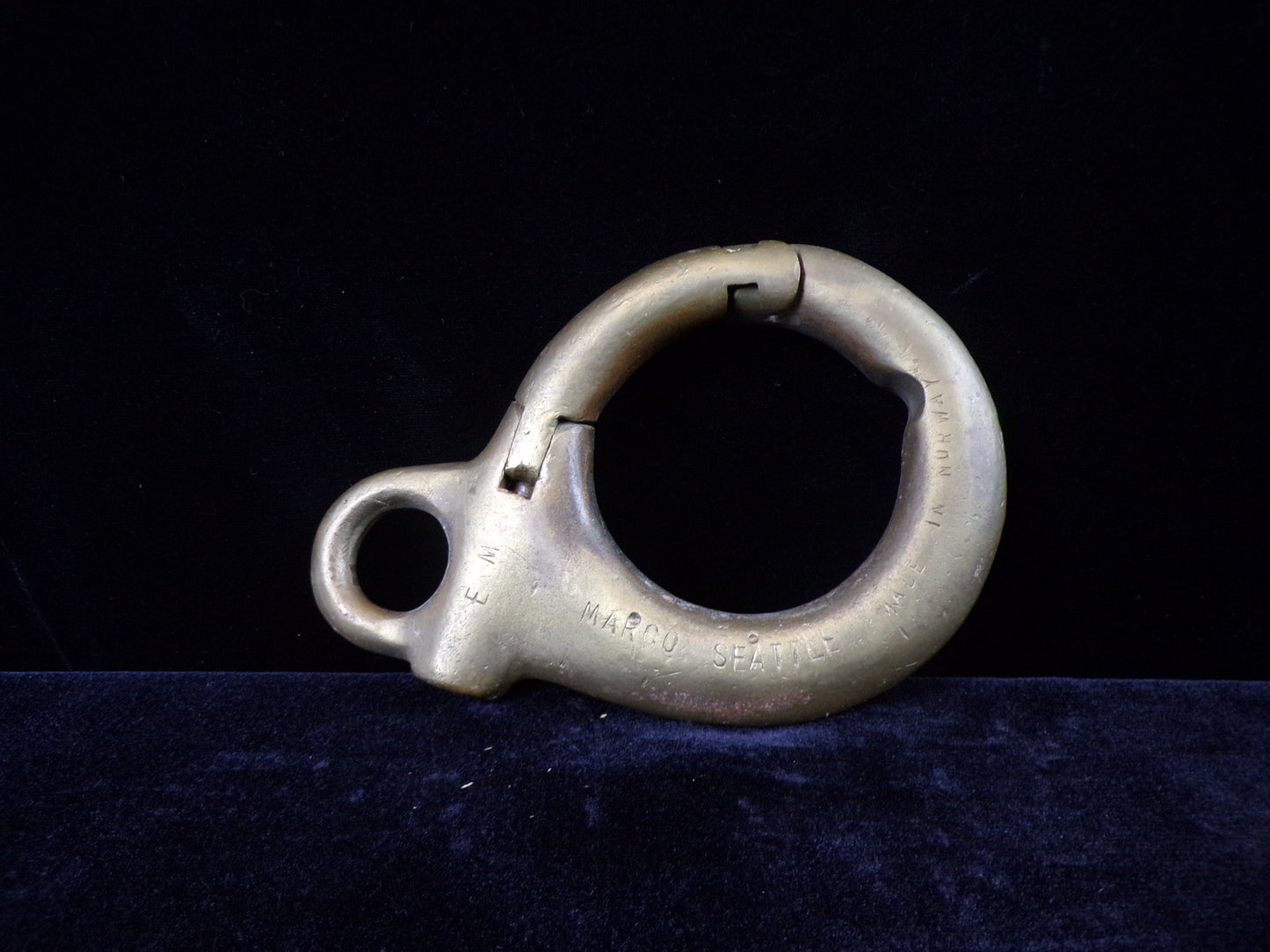 Large, Heavy Brass Shackle, Marked, "Marco Seattle"
