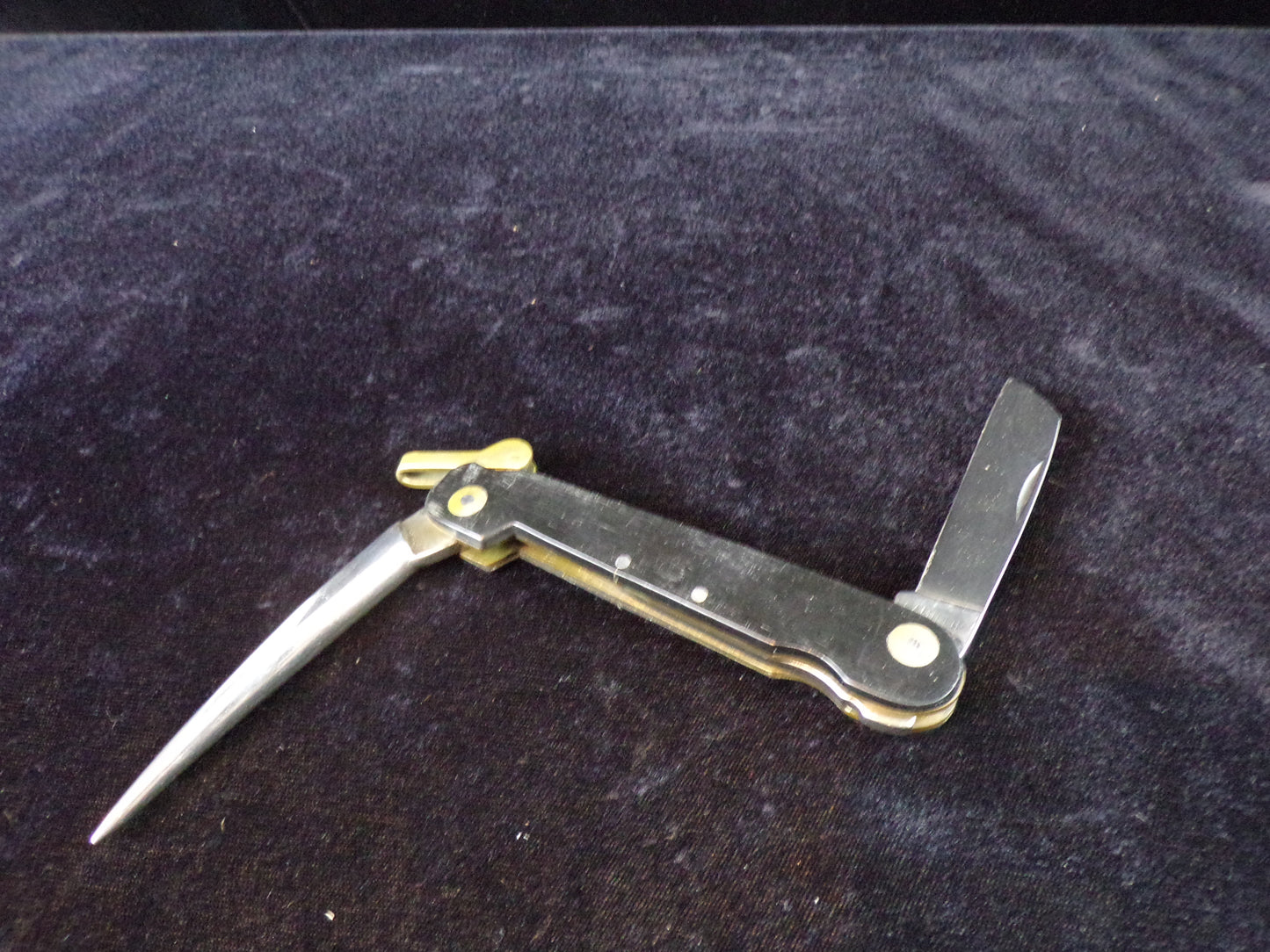 Vintage Camillus Marlin Spike Black Folding Locking Blade Rigging Knife